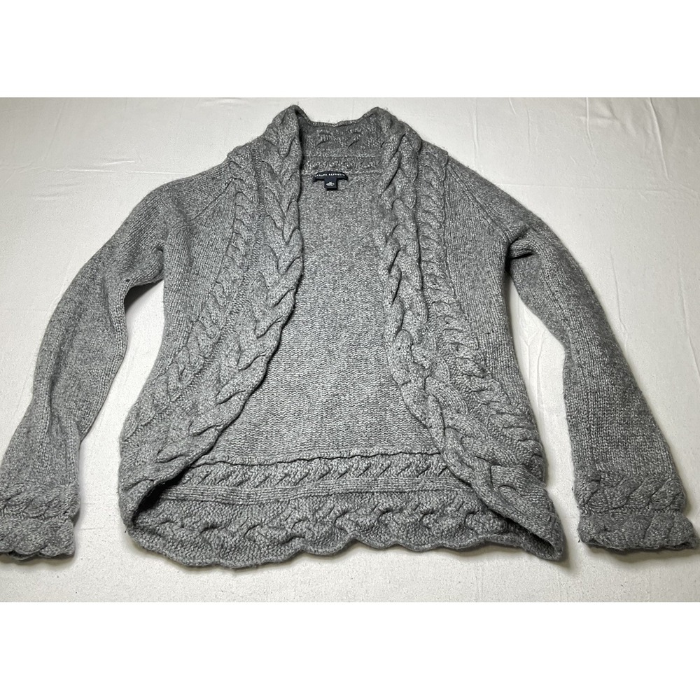 Banana Republic Cardigan Sweater Women M Gray Wool Cashmere Chunky Fall 577